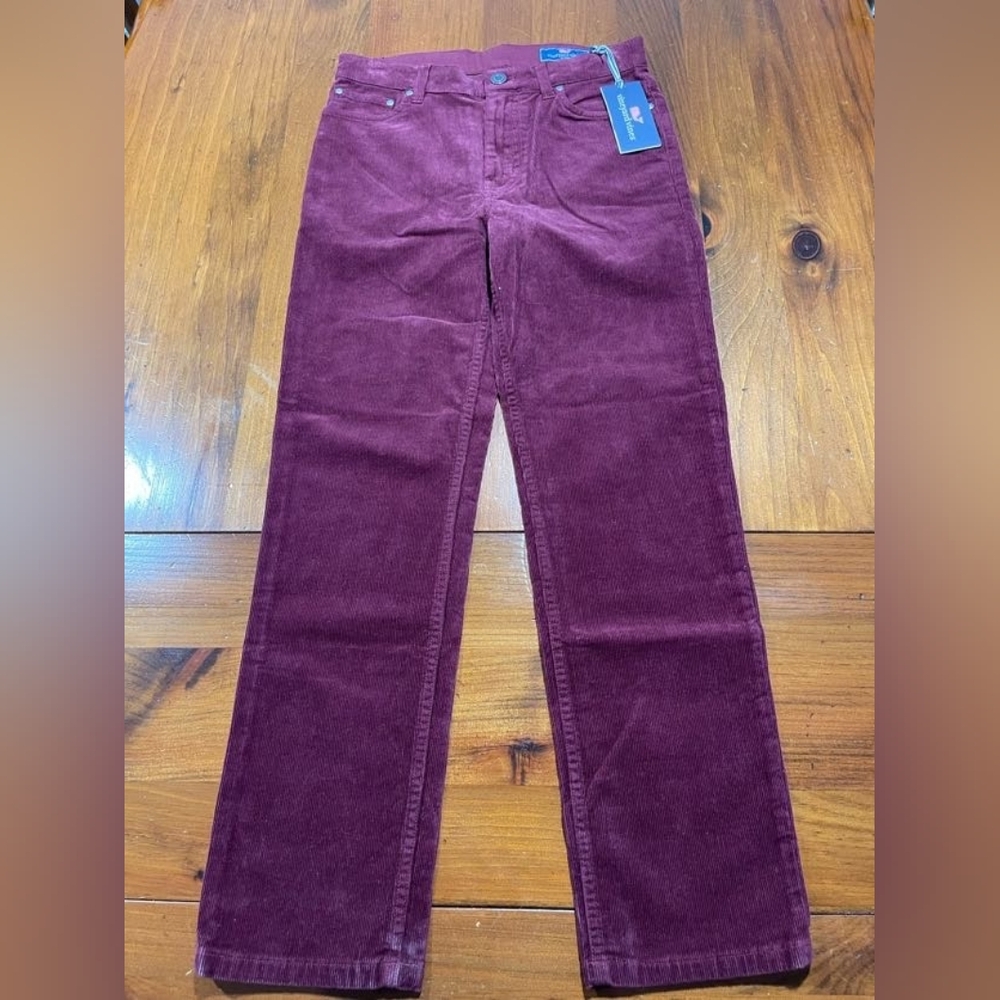 NWT VINEYARD VINES BOYS Crimson Red Maroon Corduroy 5 Pocket‎ Pants Size 14